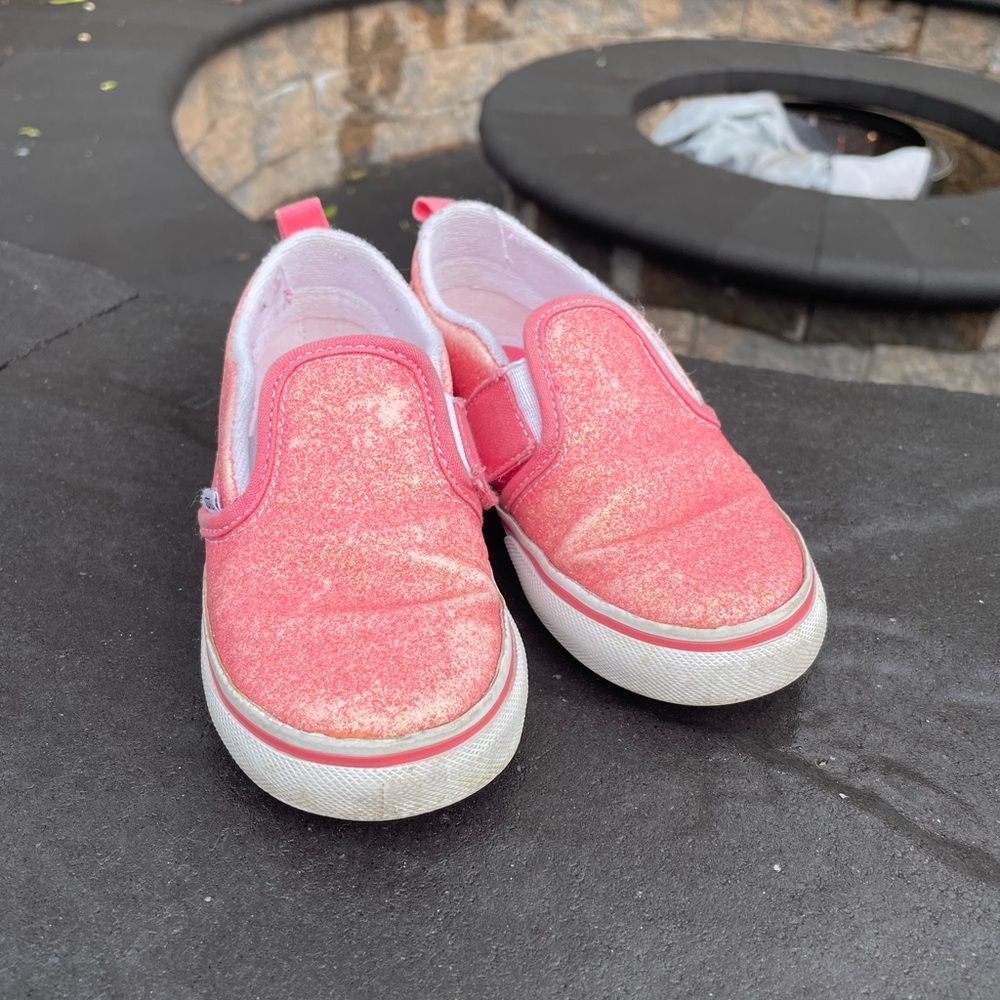Toddler slip on glitter vans- Pink